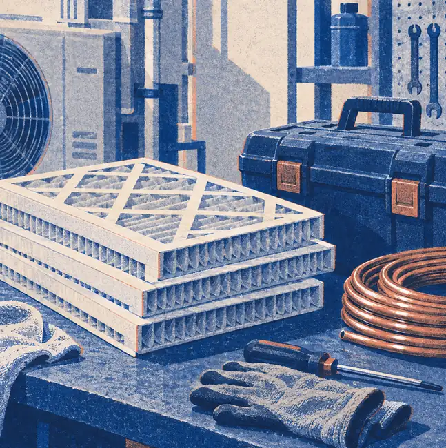Illustration of hvac businesses equipment and workspace