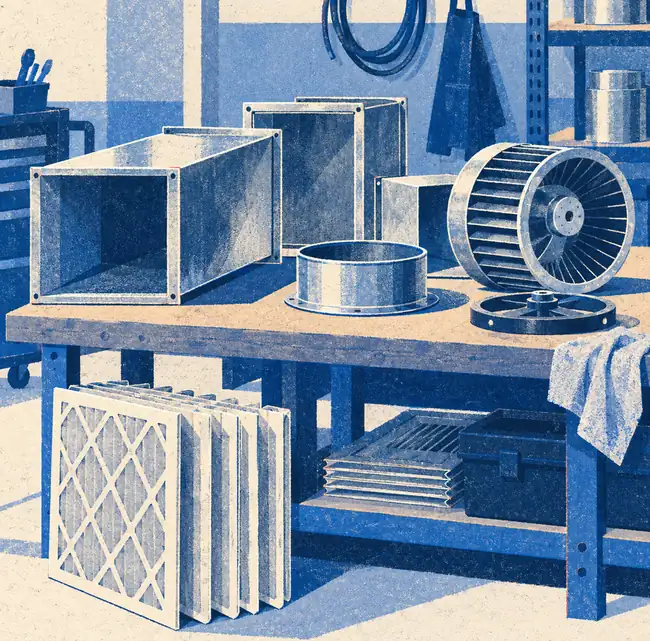 Illustration of hvac businesses equipment and workspace